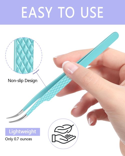 MORGLES Lash Tweezers for Eyelash Extensions, 3 Pcs Eyelash Extension Tweezers for Professionals & Beginners Fanning Volume Lashes