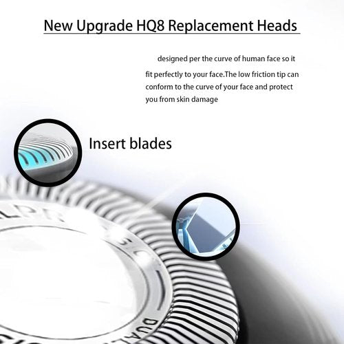 Philips Norelco HQ8 Replacement Heads - Upgraded Blades for Aquatec Shavers | 6-Pack Compatible with PT720, PT730, AT880, AT830, AT810, AT815