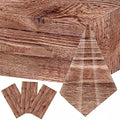 Wood Grain Tablecloths Set of 3 - Rustic Plastic Rectangular Cover for Parties