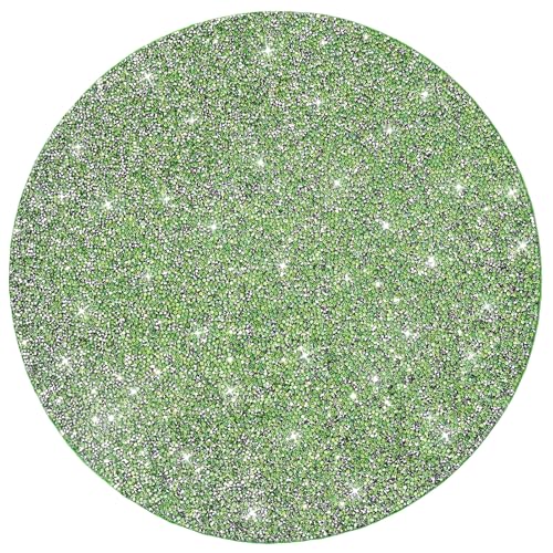 Green Rhinestone Round Placemat - 15 Inch Table Decor - Green / 1 pcs