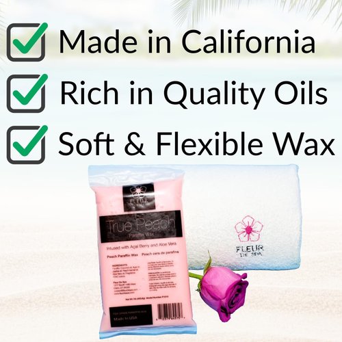 Paraffin Wax Refills 4lb by FLEUR DE SPA – Made in USA – Infused with Coconut & Jojoba Oils – Moisturizing, Hydrating & Soothing for Hands, Feet & Body – Spa & Home Use (4lb box, Peach)