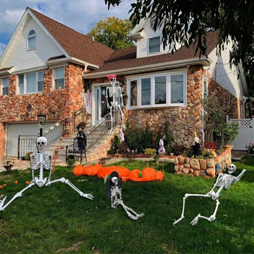 Posable Halloween Skeleton Prop - Life Size 5.4ft & 3ft Full Body Bones with Joints