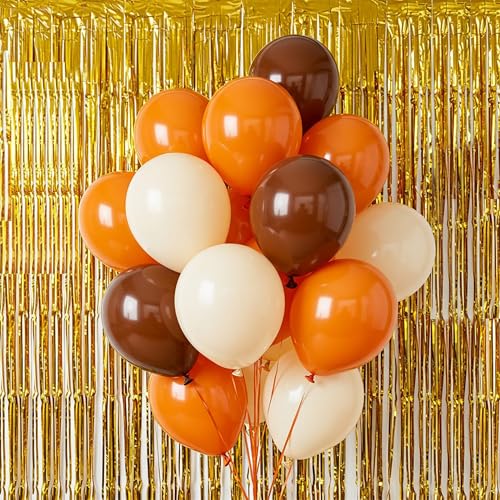 Thanksgiving Fall Balloon Set with Gold Fringe Curtain - 17 Pcs Autumn Decor