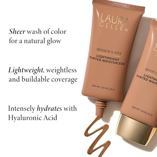 Laura Geller New York Quench-N-Tint Tinted Moisturizer - Lightweight Hydration & Sheer Coverage - 01 Porcelain/Fair