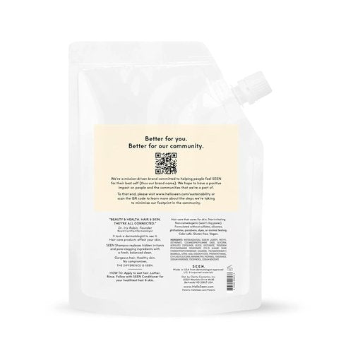 SEEN Shampoo Eco-Refill - Non-Comedogenic Formula for Sensitive, Eczema & Acne Prone Skin - Scented