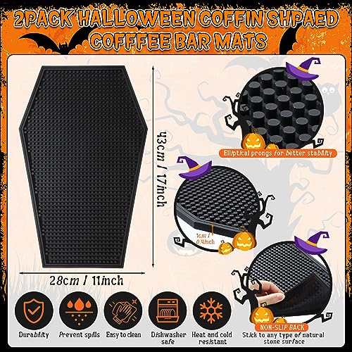 Gothic Coffin Bar Mat for Countertop - Rubber Spill-Resistant 17x11 Inches