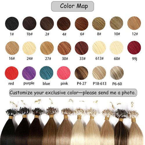 Saisifen Micro Loop Hair Extensions #30 Auburn Human Hair Bulk (50 Strands,1g/Strands) Micro Ring Link Brazilian Human Hair Extension 16 Inches (40cm)