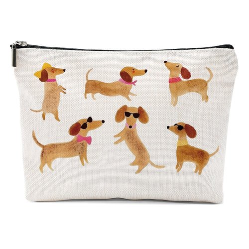 Dachshund Gifts Makeup Bag Dog Lovers Cosmetic Bag, Weiner Dog Gifts for Women Girls Daughter Sister Friendship Graduation Birthday Travel Pouch