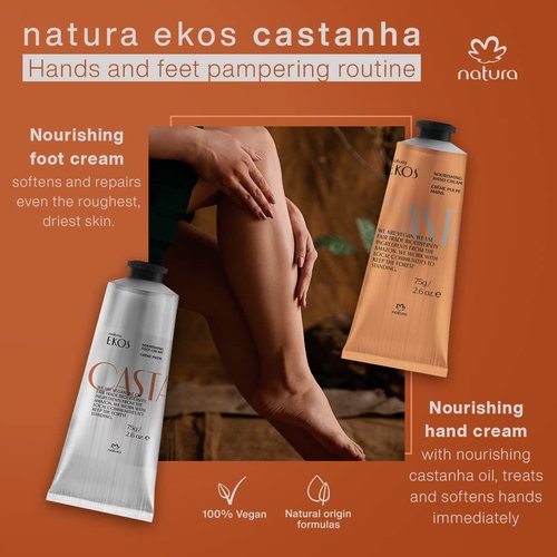Natura Hand & Foot Cream Duo - Nourishing Brazil Nut Oil Set for Deep Hydration | Vegan & Cruelty-Free - 2 x 2.6 oz (75g)