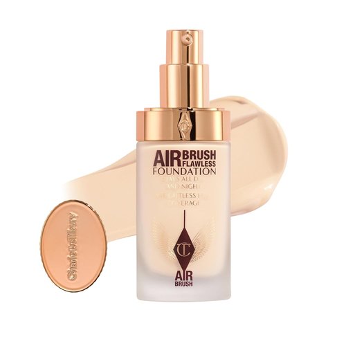 Charlotte Tilbury Airbrush Flawless Matte Foundation - Full Coverage Liquid Makeup for Natural-Matte Finish | Smooths & Blurs Pores, Waterproof