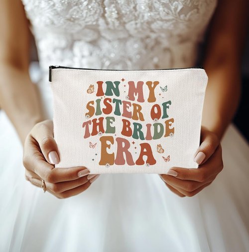 Baobeily In My Sister Of The Bride Era Makeup Bag, Cosmetic Bag Gift for Sister Of The Bride, Wedding Makeup Bag for Bridesmaid