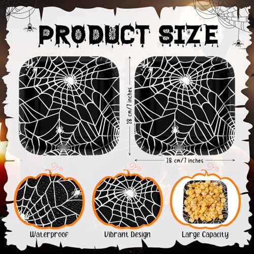 Halloween Disposable Paper Plates 7 Inch Spider Web Design - Pack of 100, Party Dinnerware