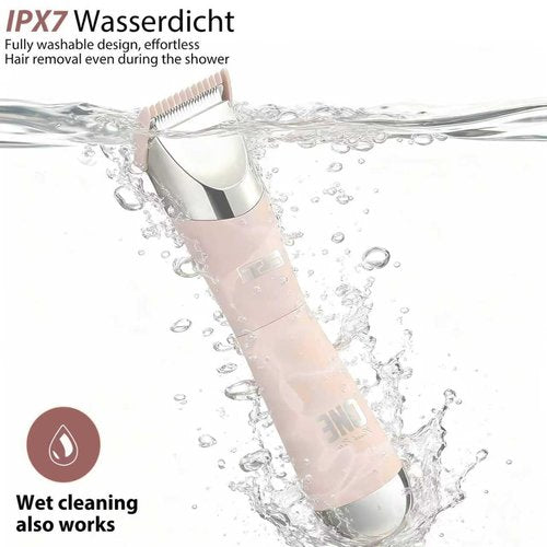 BTYJLEBE Dual Head Bikini Trimmer for Women 5-in-1 【IPX7 Waterproof】 Electric Razors 【German-TXO-Technology】-Painless-Blade Body Shaver for Pubic Hair Underarm Leg Arm Body Face (Peach)