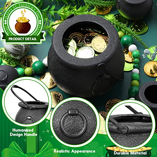 Mini Plastic Cauldrons for Halloween Party Favors - Black, Set of 26