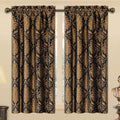 Black Damask Curtain Set - 2 Panels 42x63 Inches with Lining, Elegant Bedroom Drapes - Variation of THIS listing