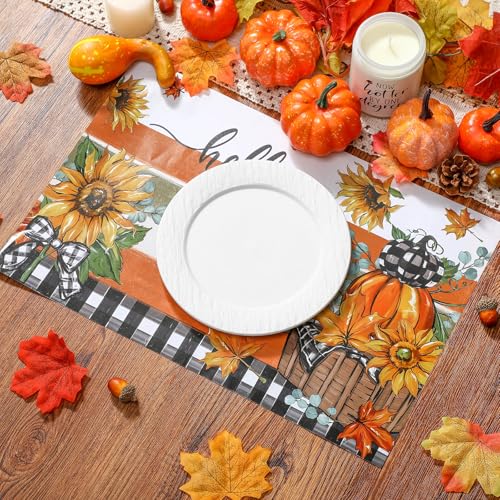 Fall Disposable Paper Placemats - 100 Pack for Thanksgiving & Autumn Dining