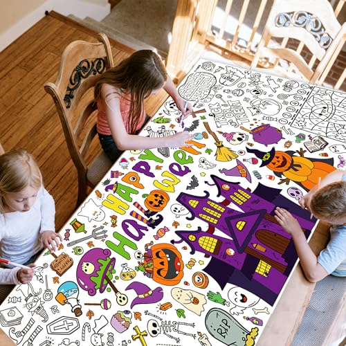 Halloween Coloring Poster for Kids - Large Tablecloth & Craft Activity - Variation of THIS listing