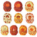 Fall Mini Cupcake Liners - 600 Pcs Autumn Pumpkin Maple Leaf Baking Cups - Thanksgiving Halloween Party Supplies