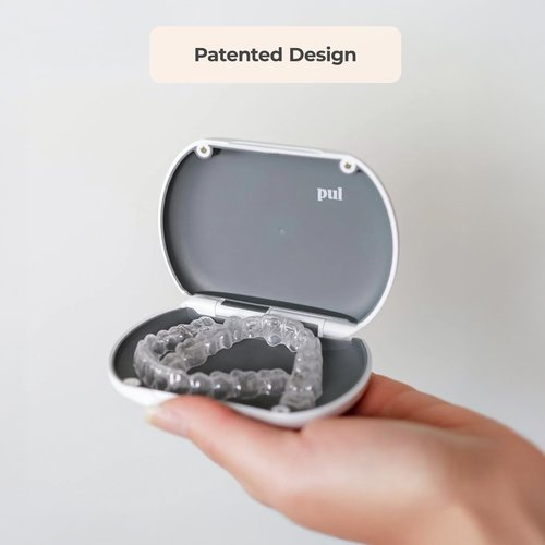 PUL Retainer Case for Invisalign and Clear Aligners - Aligner Case with Magnetic Closure, Mouth Guard and Denture Compatible - Slim Travel Retainer Holder for Invisalign Accessories - Purple