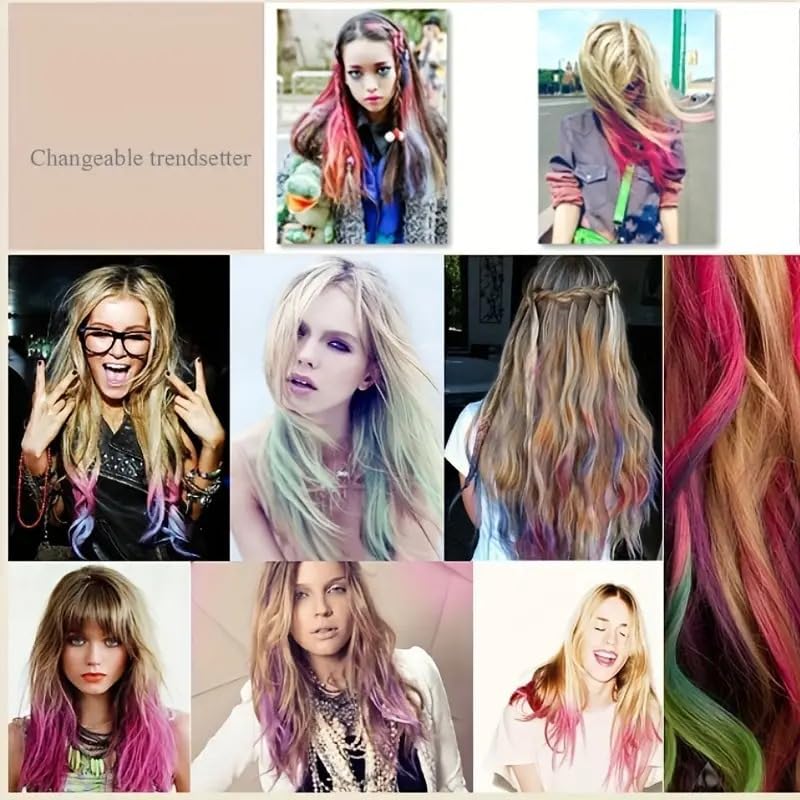 Non-Toxic Temporary Hair Chalk Set - 36 Bright Pastel Colors for All Ages