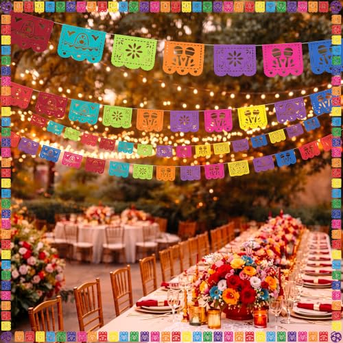 Mini Dia De Los Muertos Papel Picado Banner - 54 Vivid Mexican Party Flags