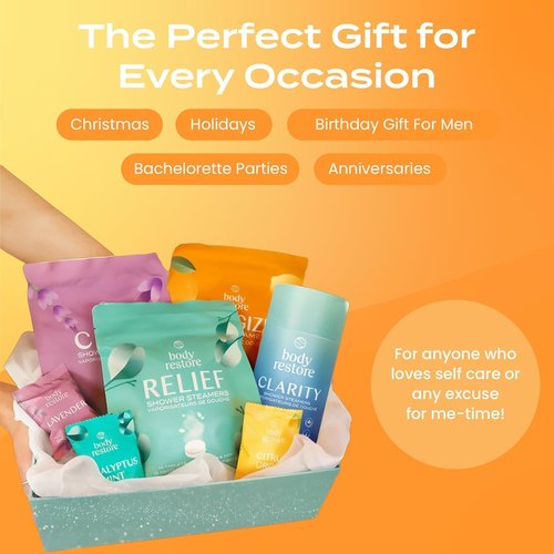 Body Restore Shower Steamers Aromatherapy 15 Pack – Birthday Gifts for Women, Men, Easter Basket Stuffers, Stress Relief, Relaxation, Self Care – Citrus