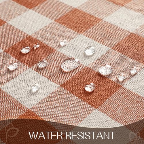 Romanstile Fall Gingham Tassel Tablecloth Rectangle - 60 x 84 Inch - Orange Plaid