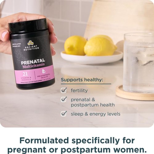 Ancient Nutrition Prenatal Vitamins - Methylated Multivitamin for Women's Fertility & Pregnancy Support | 90 Ct