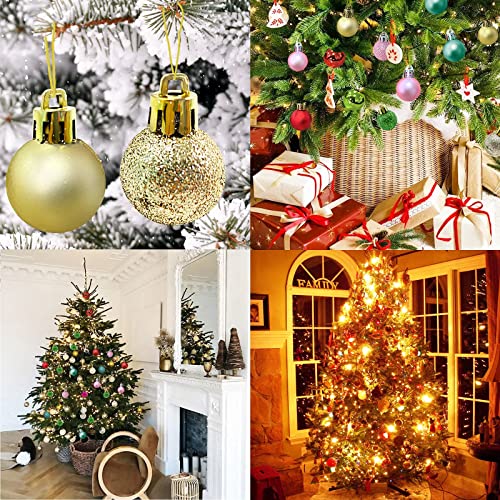 Mini Christmas Ball Ornaments Set - Red Green Gold 3cm, 49 Pcs, Shatterproof Holiday Decorations