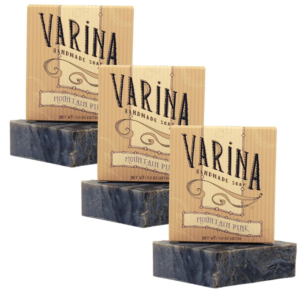 Varina Natural Mountain Pine Bar Soap - Gentle Cleansing for Sensitive Skin | Fresh Scent - 3 Pack