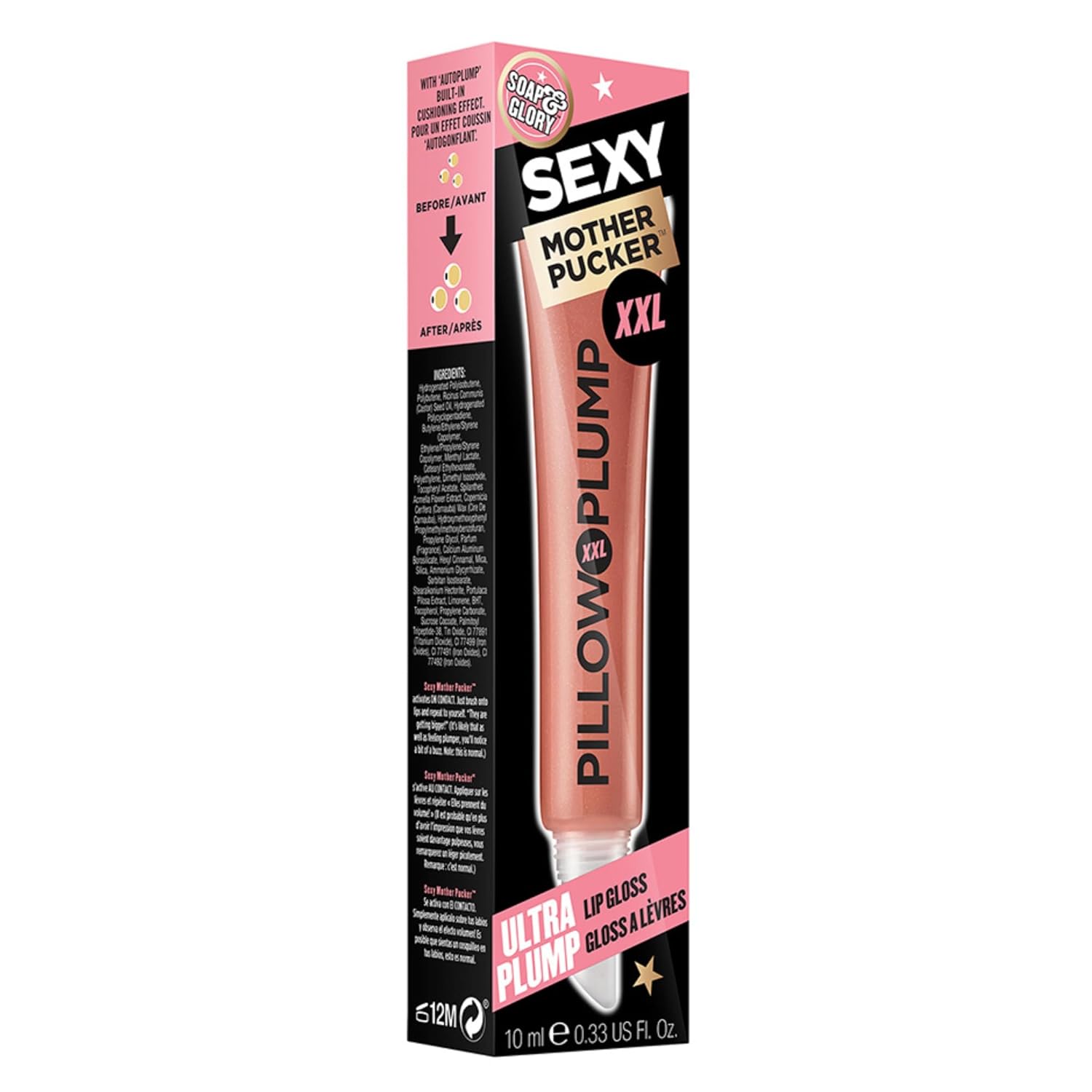 Soap & Glory Lip Gloss | XXL Pillow Plump for Hydrated, Volumized Lips - Vegan Chocolate Orange Scent (10ml)