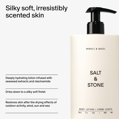 Salt & Stone Body Lotion - Hydrating Neroli & Basil Formula for Soft, Nourished Skin | 15.2 fl oz