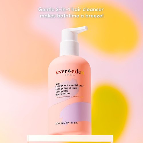 Evereden 2-in-1 Kids Shampoo & Conditioner - Cool Peach, 8.5 fl oz | Vegan & Gentle Care for Healthy Hair