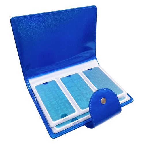 FingerAngel 50 Slots Image Stamper Plate Collection Nail Art Stamp Plate Stamping Plates Cases Stamp Nail Template Organzier for 6.0x12.0cm and 9.5X14.5CM Nail Art Plates(Dark Blue)