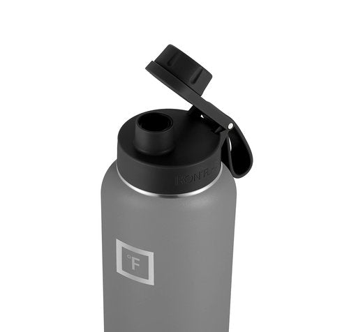 IRON °FLASK Spout Lid 2.0 for Wide Mouth, Insulated Sports Water Bottles, Canteen Standard, Chug Lid, BPA Free 2 Lids (Midnight Black)