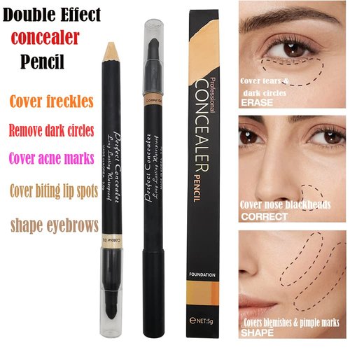 AKARY Concealer Pencil - 2-in-1 Dual-Sided Eyebrow & Face Highlighter Stick | Waterproof Foundation for Dark Circles & Acne Marks - Soft Skin Tone