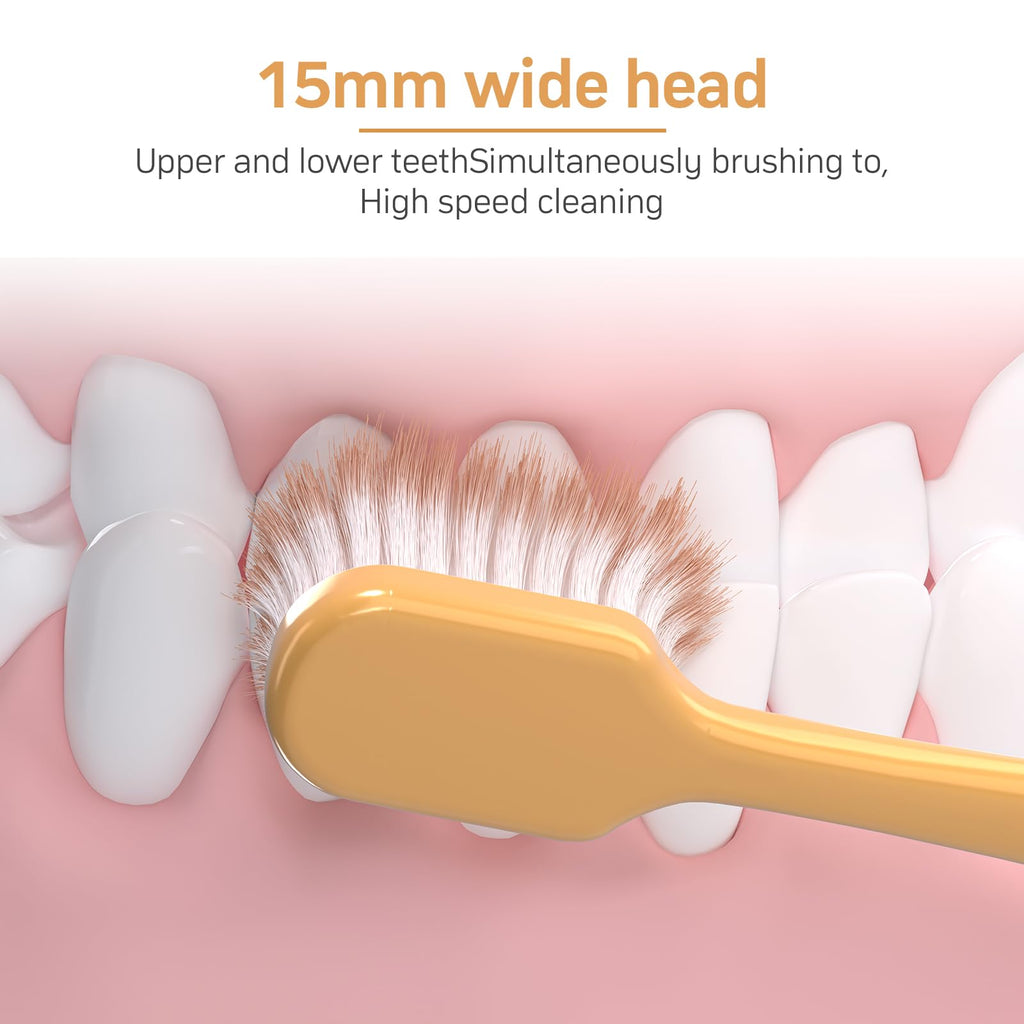 ZGYXQXJT Adult Wide Head Soft Hair Toothbrush, Manual Toothbrush, Excellent Cleaning Effect for Large Head, Ultra Soft Brush Thread Can Effectively Clean Sensitive Teeth or Gingivals (6 Pack)