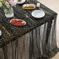 Horaldaily Black Gold Star Gauze Tablecloth 60x84 Inch Rectangular - Durable Polyester Home Decor