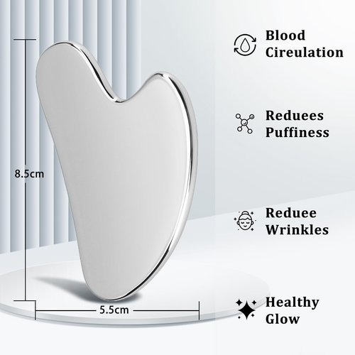 PICKBEAU Stainless Steel Gua Sha Facial Tools for Face, Metal Wrinkle & Anti-Aging Devices Gua Sha Tighten Skin Massage Guasha Beauty Tool for Body Eyes Neck Massager Skin Care