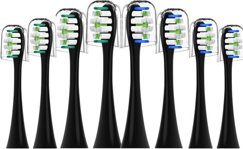Philips Sonicare Replacement Toothbrush Heads - 8 Pack Soft Gentle Bristles for Click-On Electric Toothbrushes | Black