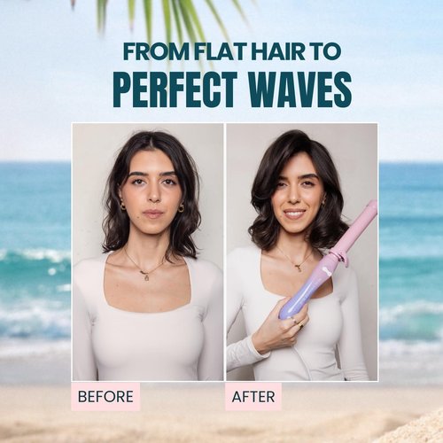 Beachwaver Co. B1 Rotating Curling Iron - Pink Sunset | Automatic 1-Inch Ceramic Design | Travel-Friendly & Dual Voltage