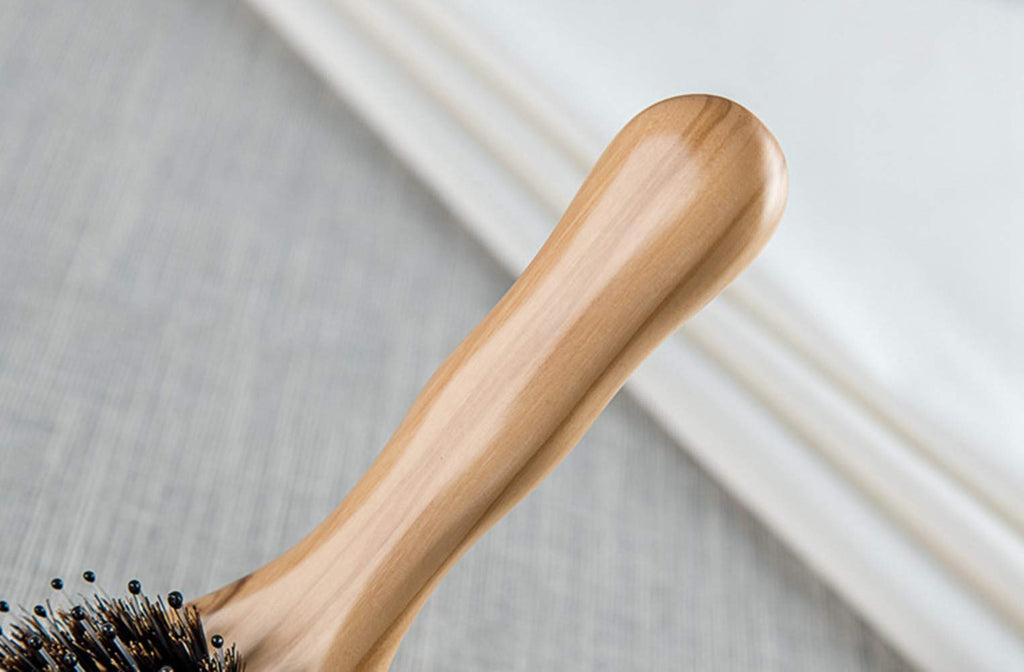 Wild Boar Bristle Hairbrush with Waxed Olive Wood Handle for Styling, Smoothing, Detangling Thick, Thin, Straight, Curly, Wavy, Dry, Damaged Hair to Women, Men, Ladies, Giftbox Included