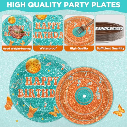 ZOIIWA Popular Singer Party Paper Plates and Napkins Set - Music Theme Tableware for 24 Guests