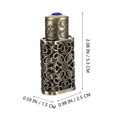 Beavorty 3Ml Hollow Engraved Metal Perfume Oil Bottle Refillable Atomizer Spray Bottle for Travel and Essential Oil Storage