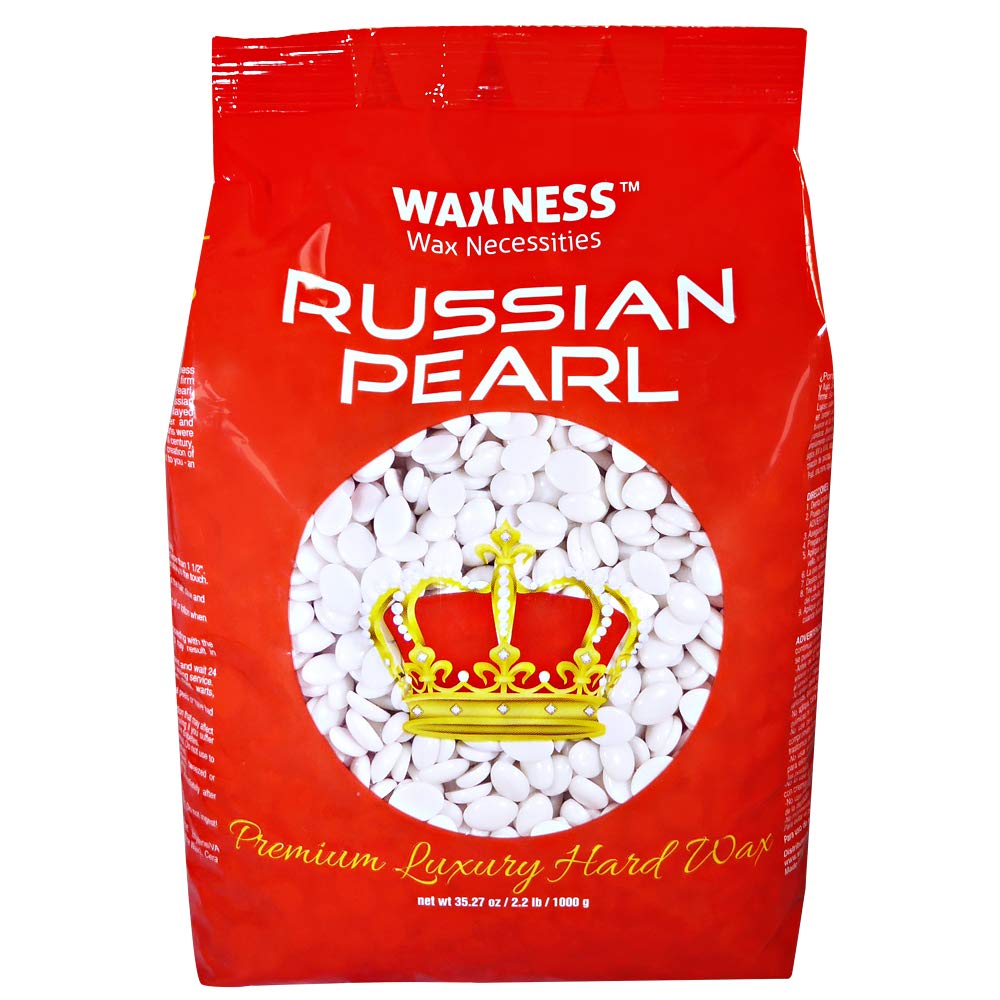 Waxness Russian Pearl Hard Wax Beads 2.2 lb (1 kg) – Rosin-Free Stripless Hard Wax with Creamy Texture and Skin Visibility, Professional Use – Made in Italy