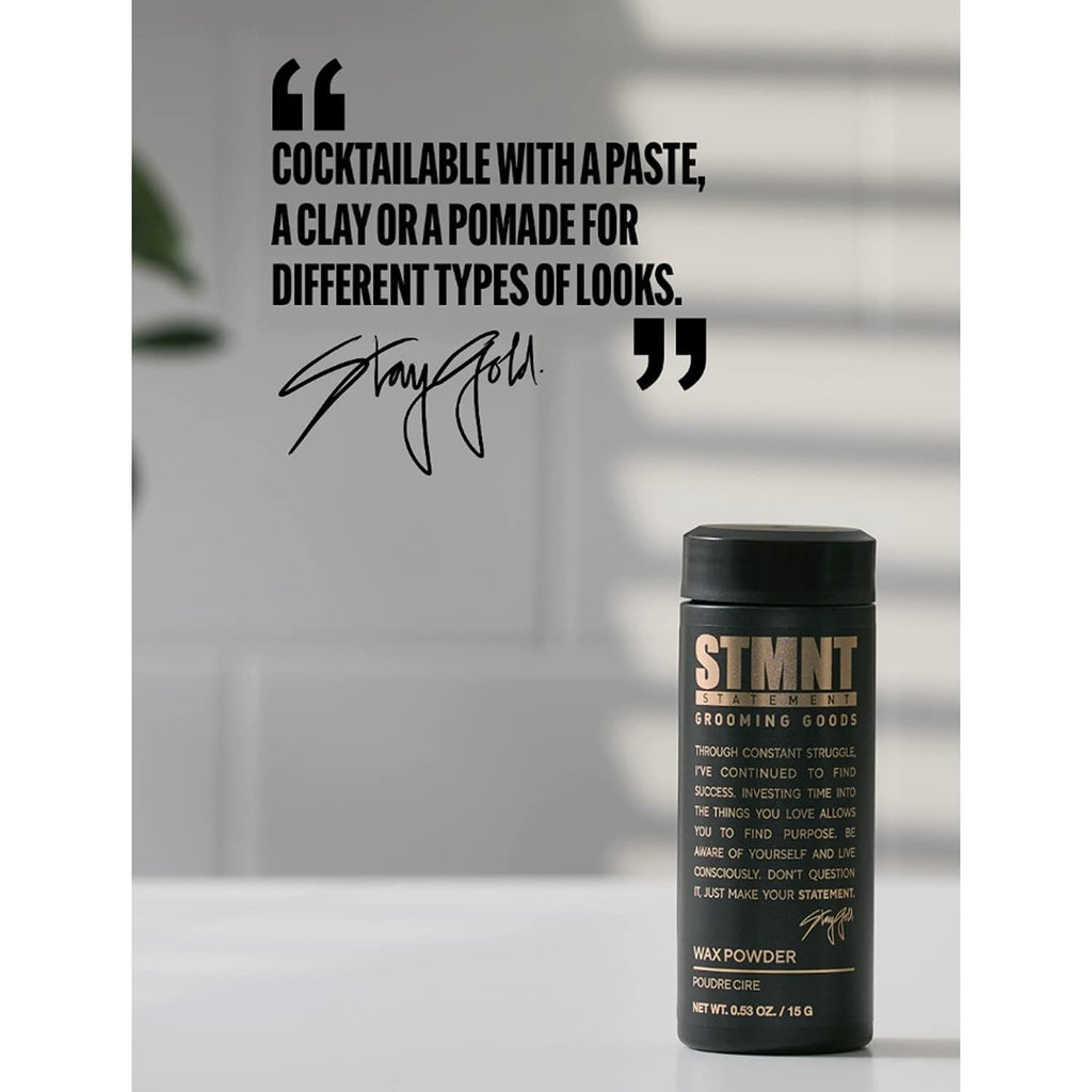 STMNT Grooming Goods Wax Powder - 0.53 oz | Semi-Matte Finish | Added Grip & Volume | Medium Control