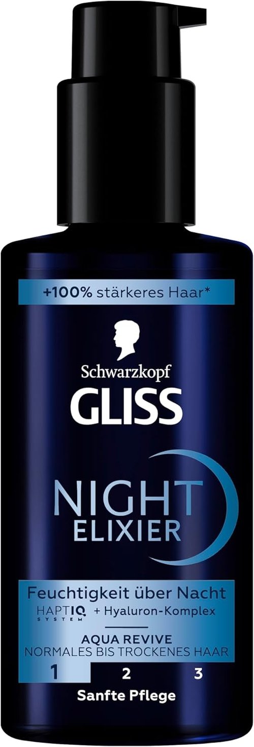 GLISS Schwarzkopf Night Elixir Hair Serum - 100 ml Leave-In Overnight Hydrating Treatment for Normal to Dry Hair