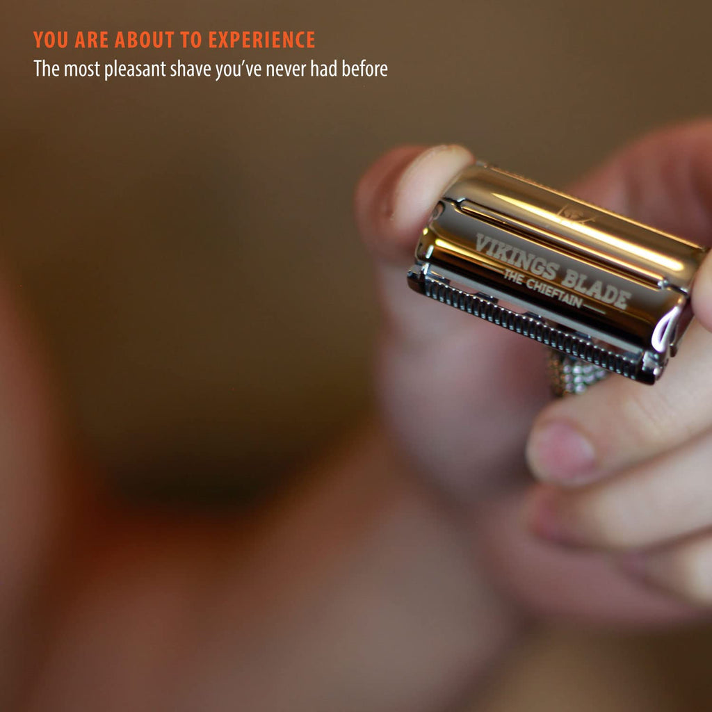 VIKINGS BLADE Double Edge Safety Razor for Men - Smooth Shave with 5 Swedish Steel Blades & Luxury Case