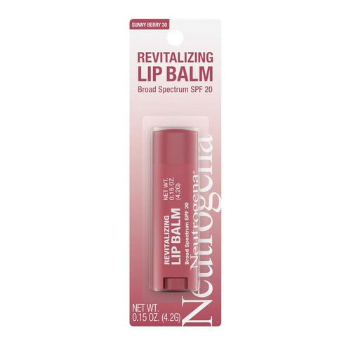 Neutrogena Revitalizing Tinted Lip Balm - SPF 20 Moisturizing Formula for Soft, Healthy Lips | Sheer Sunny Berry, 0.15 oz