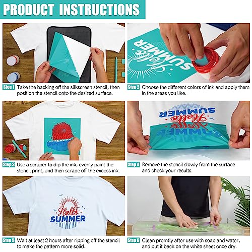 Home Silkscreen Stencil Set 8.5x11inch Reusable Self-Adhesive for Decor & Printing